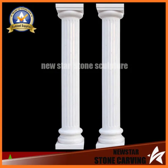 White Marble Carved Roman Column (NS-11C10)