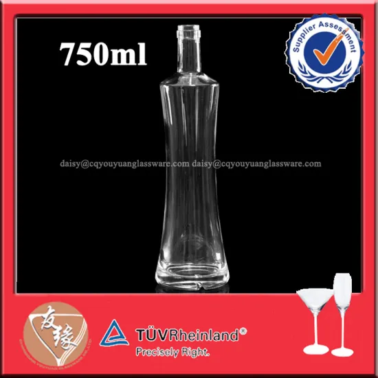 75cl cork top transparent glass unique shaped wine bottles