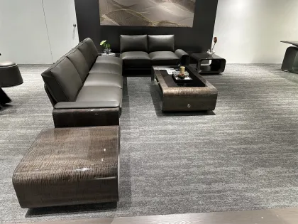 Modern L-shaped leather sofa