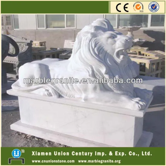 Big Stone White Marble Lion Statues