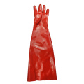 Red PVC coated gloves smooth finish 60cm