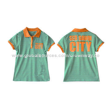 Women's Short Sleeves Stripe Polo Shirt Suits, Customized Designs are Accepted
