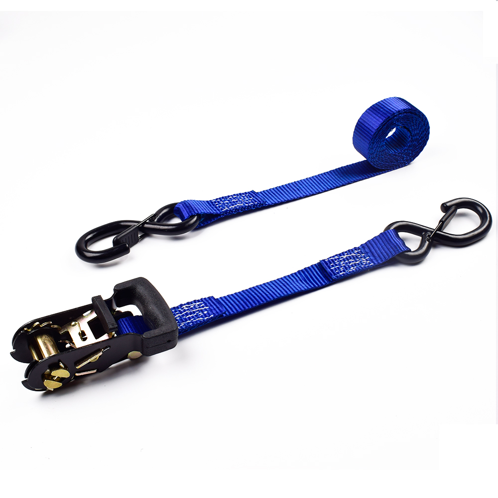 1-1/16 1500kgs 28mm Mini Rubber Handle Buckle Ratchet Car Lashing Belt  Straps With 1.5T S Hooks Safety Latch China Manufacturer