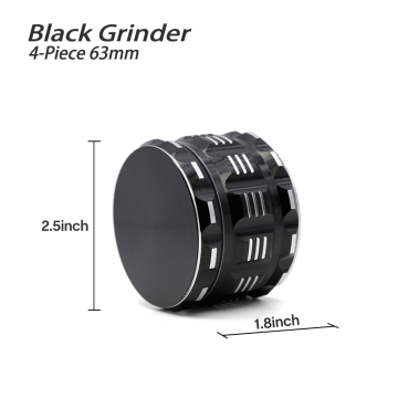 4-Piece Polygon Herb Grinder Black 63mm