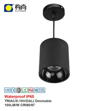 IP65 Waterproof Suspended LED Downlight 0/1-10V Dimmable COB Surface Mounted 15W