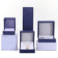Luxusblau Lederring und Halskette Schmuckschatulle