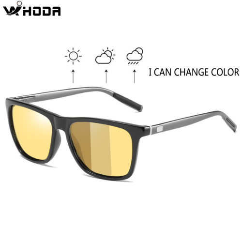Square Photochromic Lens Polarized Men's Day&Night Vision Driving Sunglasses, Anti-Glare Male Driver Pilot Sun Glasses S388
