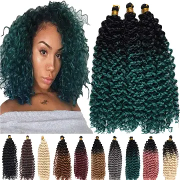 Synthetic Hair Extensions Bundles Marlybob Water Wave Crochet Hair Braids 14 " Ombre Water Wave Crochet synthetic braiding hair