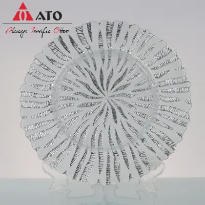 Gold Silver Glass Plate Tabletop Decorative Glass plate