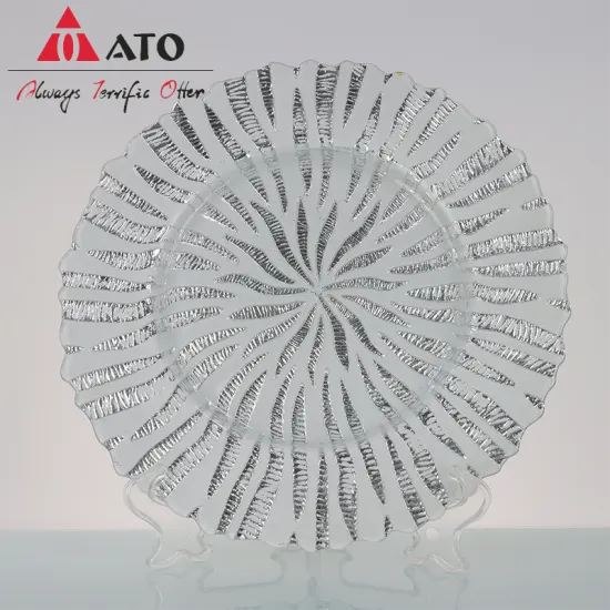 New Wedding and Events Gold Silver Glass Plate