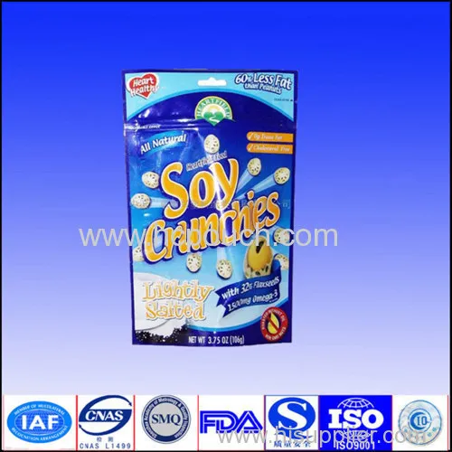 Stand Up Plastic Food Packaging Bag With Zipper 