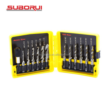 SUBORUI HSS Screw Thread Bit Combination - Metric Taps M3 M4 M5 M6 M8 M10 Tap Drill Bits Set