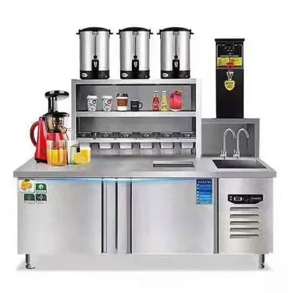 China Factory's Professional Milk Tea Bar Counter with Freezer and Bubble Tea Machine
