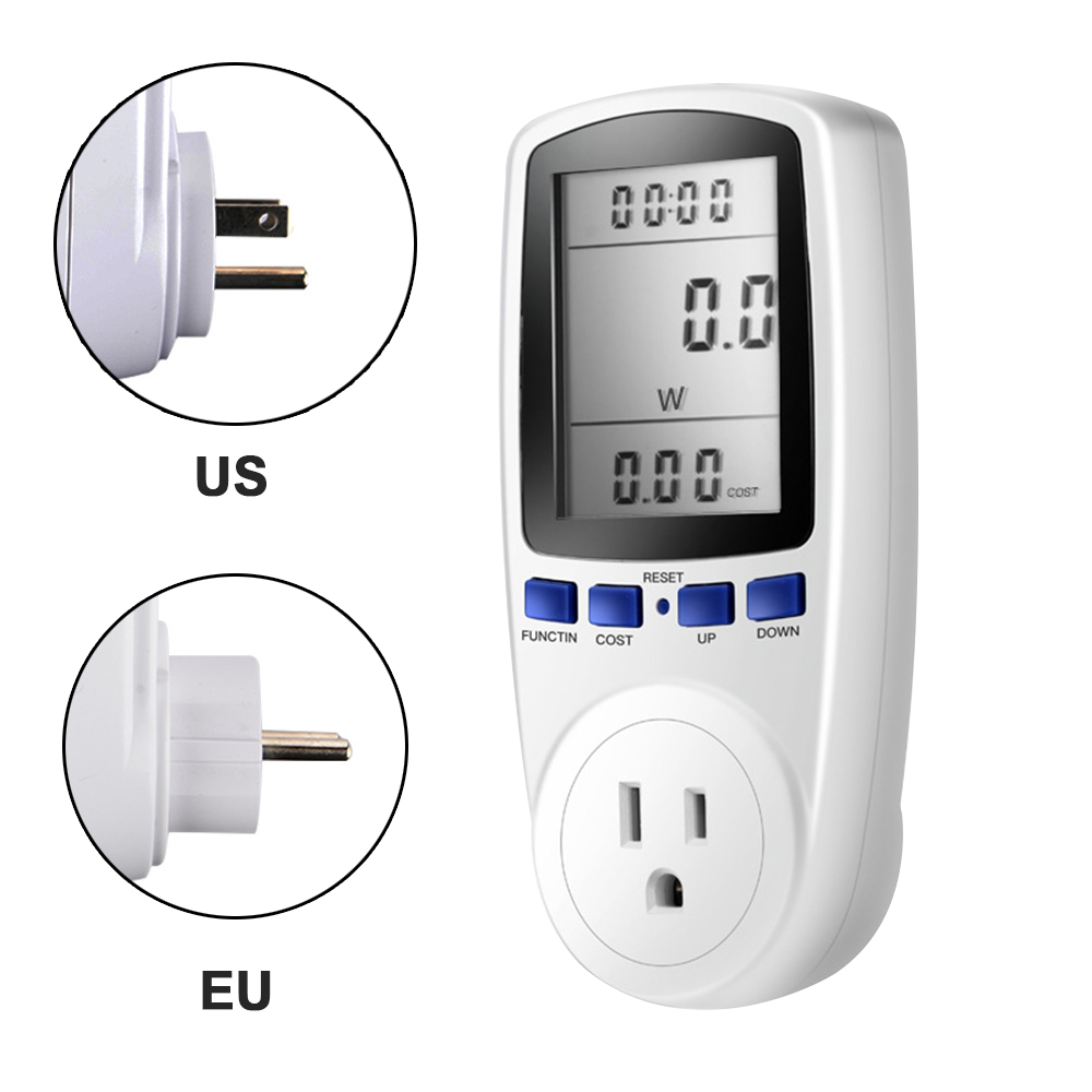 220V EU 120V US AC Power Meter Digital LCD Power Meter Wattmeter Socket Wattage Kwh Energy Meter Measuring Outlet Power Analyzer