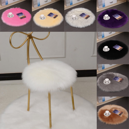 Creative Soft Faux Fur Pillow Cushion Round Chair Seat Cushion Office Sofa Home Decoration Cushion For Chair Anti-Slip Seat Mat