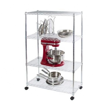 Chrome Metal Kitchen Organizer Basket with Wheels