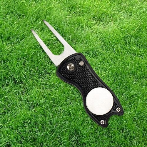 Marcador de bola magnético plegable de metal para golf Divot Tool