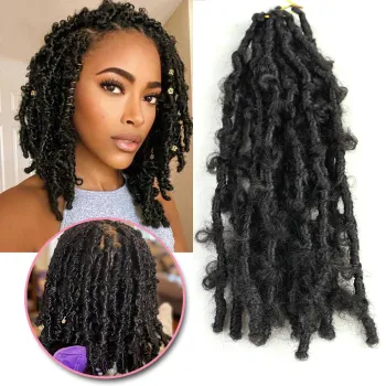 Hot selling 12inch 85g 12stands Goddess Locs Braiding Hair female Faux Locs curly braid butterfly locs Synthetic Crochet Braid