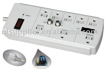 6 outlet input/output power strip with Internet and TV input/output