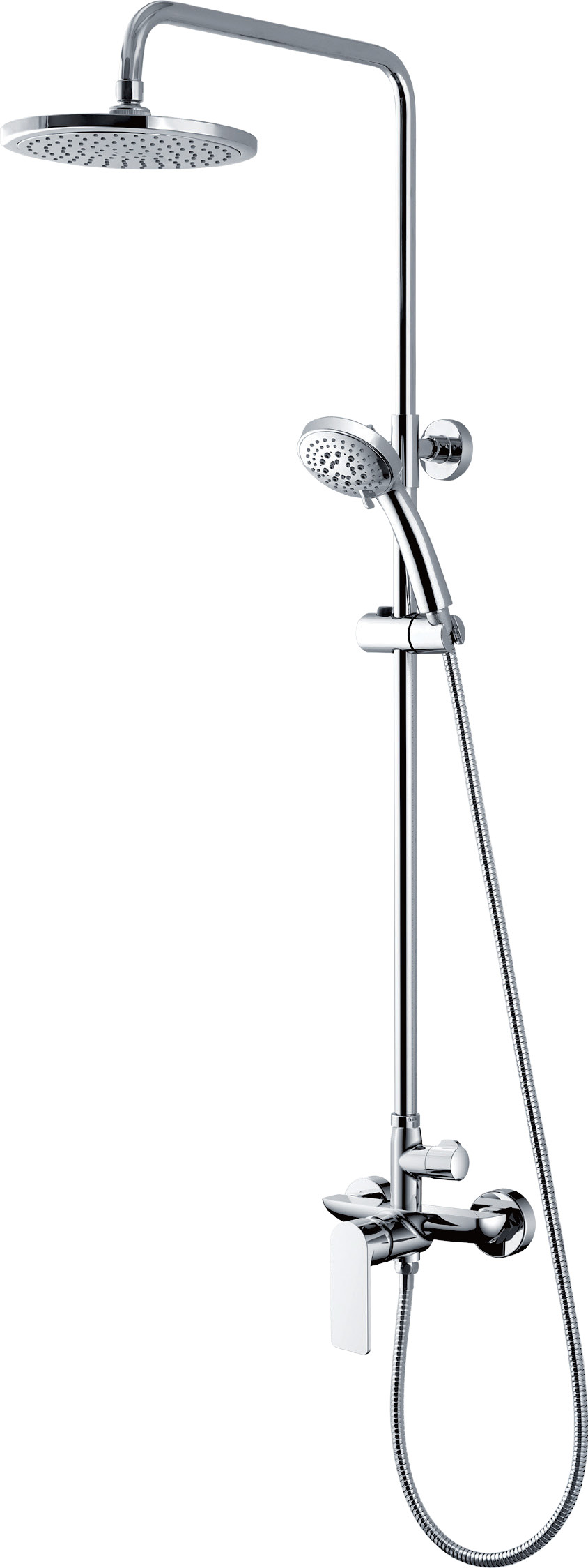 Polish Chrome Exposed Bathroom Shower Faucet Set