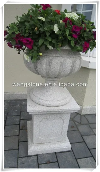White natural stone planter for garden decor