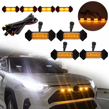 LED Front Surface Mounted Grille Lamps - Amber Flashes for Tacoma, GMC, and Ford Trucks