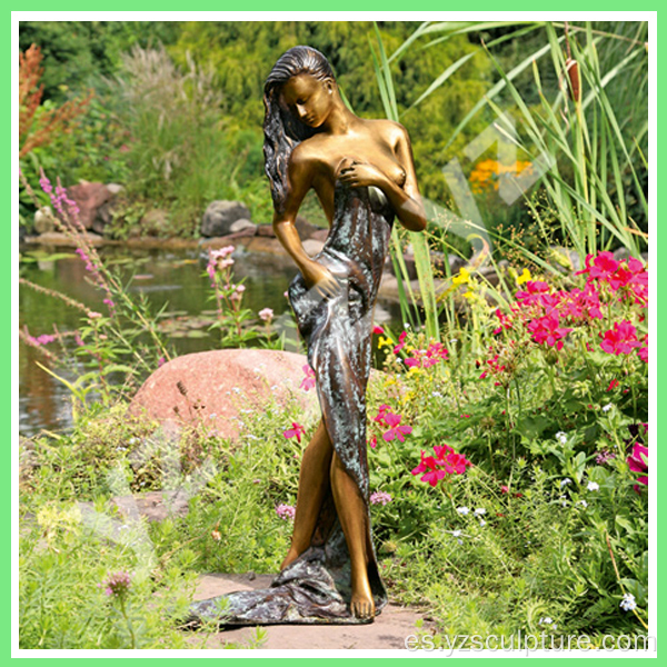 Decoración del jardín vida tamaño mujer bronce estatua