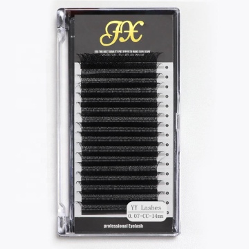 Dark Black Personal Logo Handmade Faux Mink Eyelash Extensions B C D Curl Mega Volume Korean PBT YY