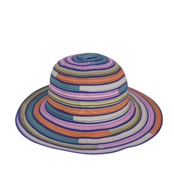 Cappello da spiaggia pieghevole a strisce estate femminile - Cappello di paglia di pannello da sole largo