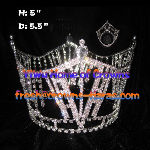 5inch Crystal Rhinestone Full Round Queen Crowns