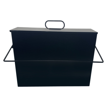 Black Metal Ash Bucket for Fireplace