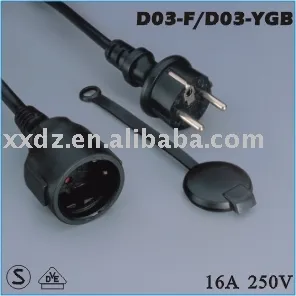 Europe VDE approved IP44 extension cord