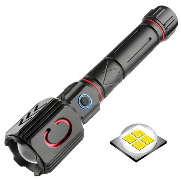 Powerful rechargeable p90 led flashlight with power display