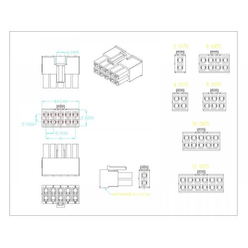 Serie de conector de carcasa masculina de 5,70 mm de tono