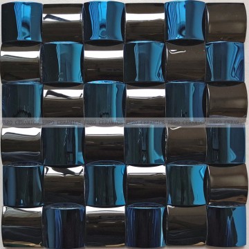 2017 China leverancier Blue Black Golden Color Woonkamer Roestvrijstalen mozaïekwandtegels in Foshan WM06