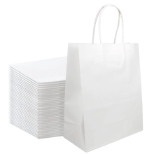 Bolsa de papel Kraft a granel blanco con manijas