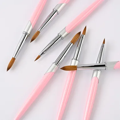 Qianya High Quality Pink Crimped Acrylic Nail Paint Brush