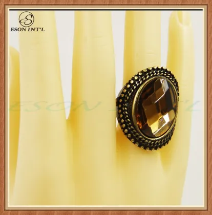 New Product Elegance Women Big Amber Crystal Ring