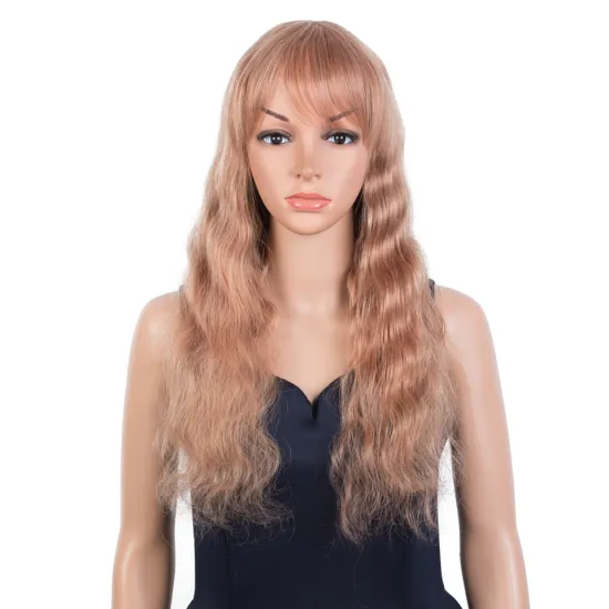 Wholesale Body Wave Wigs With Bangs Blonde Pink Colored Brazilian Human Hair Wigs For Black Women With Bangs Full Machine Wigs