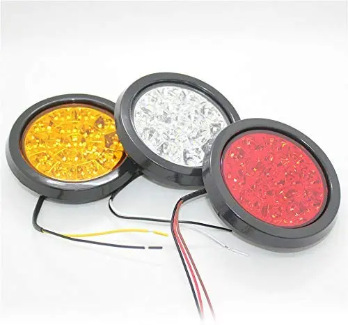 16LED Round Red Lens Tail Brake Light for Truck Trailer RV - 12V/24V - 2 Pack