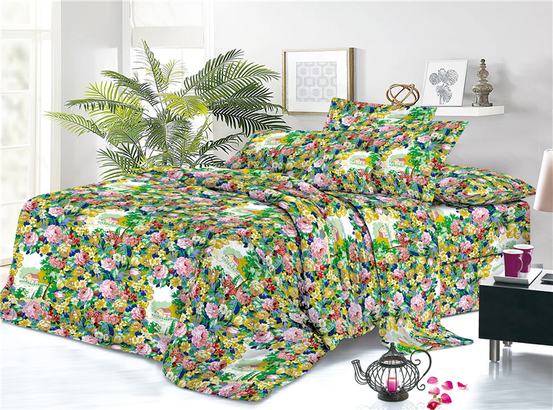 Custom Printed Floral Polyester Plain Daily Bedding Sheet