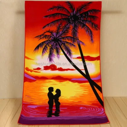 Sea Sunset Romance Beach Towel