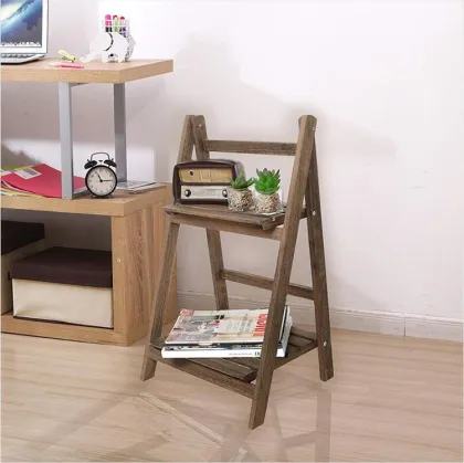 Wood Foldable Flower Shelf Rack Planter Pot Stand