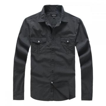 Long Sleeved No Fading Pure Color Men Shirts