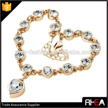 heart shape pendant bracelet,crystal bracelet,wholesale fashion lover gift bracelet