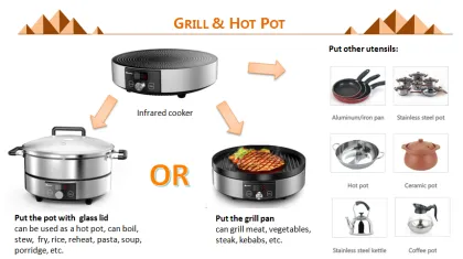 Electric Barbecue Grill Cooker With Pot And Grill