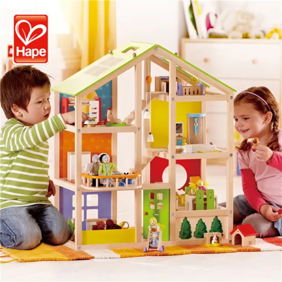 Popular design happy family wooden toy doll house