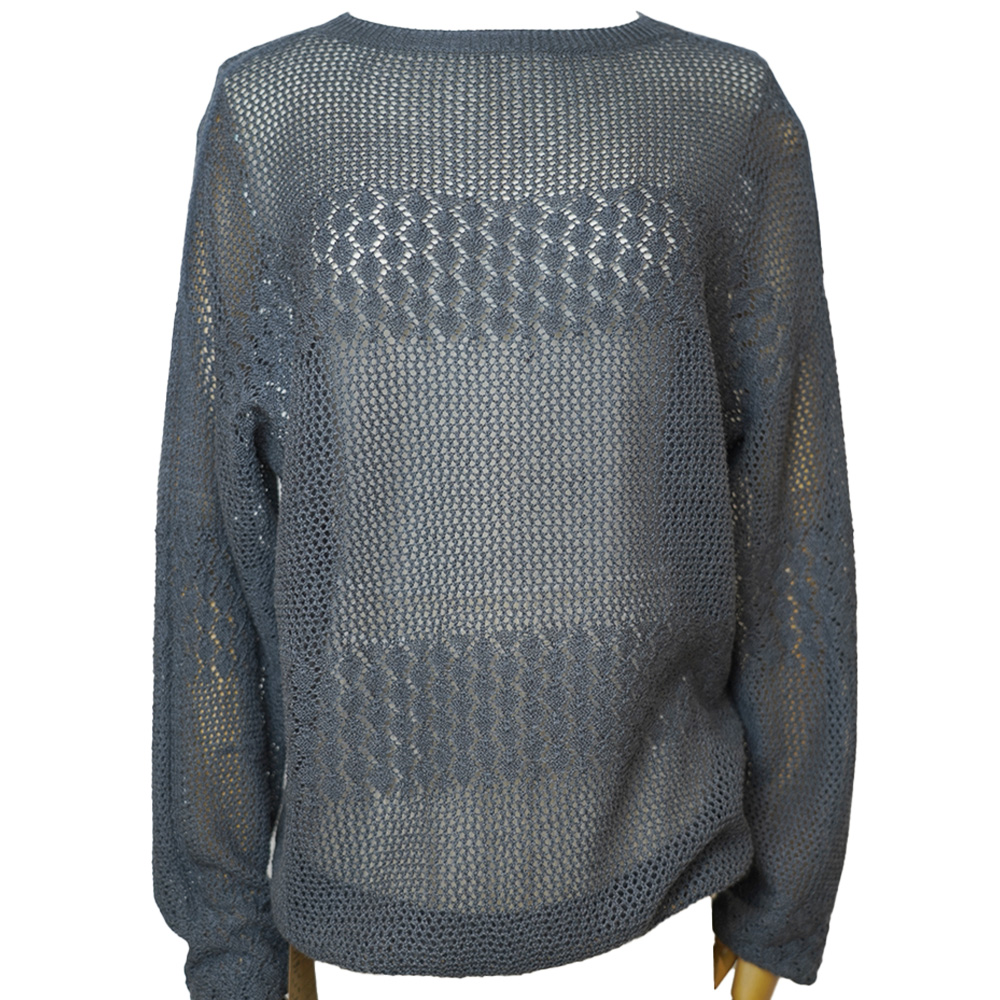 Gray Openwork Knit Sweater (2)