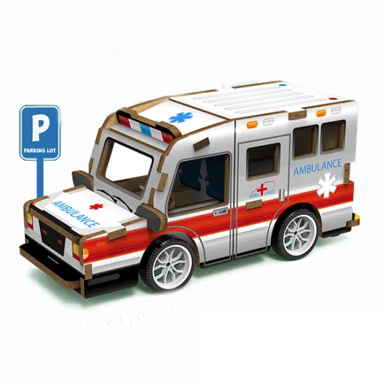 19-Piece Wooden Puzzle Ambulance Truck Toy