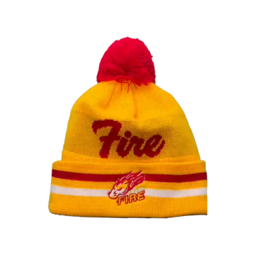 Beanie Rajut Pom Pom Logo Api